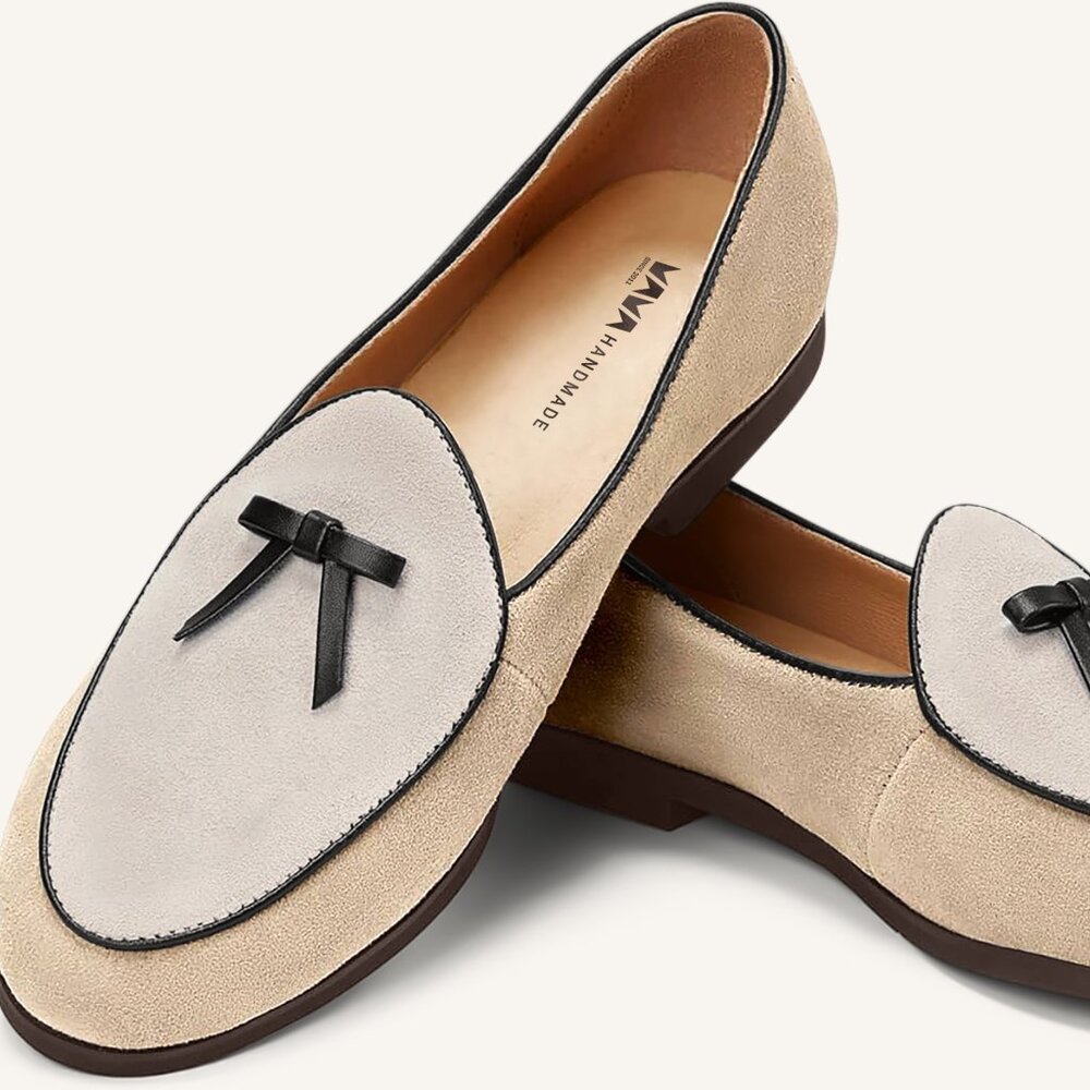 M.A.M.A. Bow Collection - Women's Sand & Beige Loafers